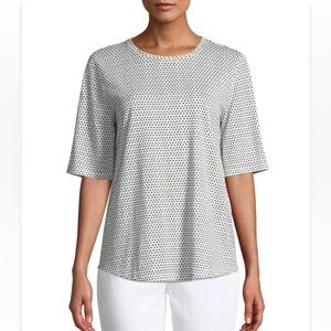 Eileen Fisher Organic Linen Triangle Pattern Tee Size XS